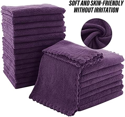 MOONQUEEN Ultra Soft Premium Washcloths Set - 12 x 12 inches - 72 Pack - Quick Drying - Highly Absorbent Coral Velvet Bathroom Wash Clothes (Plum) - Image 4