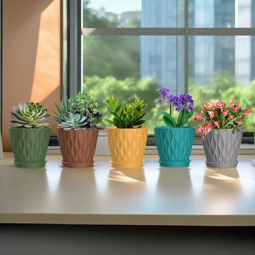 6 Inch Plant Pots, 6 Pack Indoor Flower Pots, Planters with Drainage Holes and Trays for Orchids, Violets, Succulents, Herbs, and Other Plants,Corolful - Image 6
