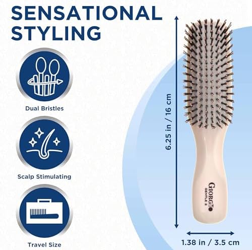 Giorgio Gentle Ivory Mini Hair Brush – 6.25 Inch, Men, Women & Kids, Compact Detangler, Soft Bristles, Sensitive Scalp, Scalp Massager, Travel Hair Brush - Image 2