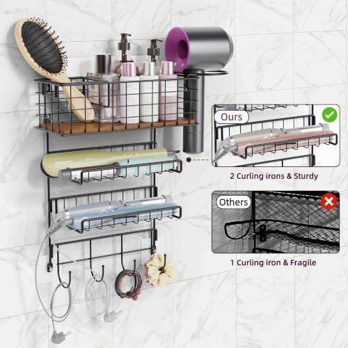 3-Tier Wall Mounted Hair Tool Organizer, Matte Black - Image 5