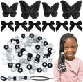 Black Hair Beads for Braids 100PCS Satin Hair Bows Embroidery Butterfly Hair Clips Gradient Large Beads Dreadlock Acrylic Pony Beads Hair Accessories for Women by Arocooy
