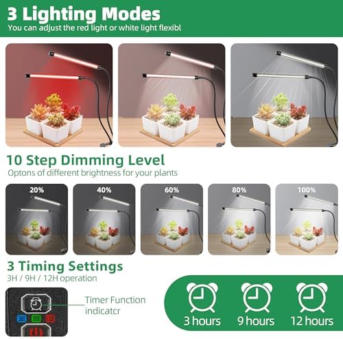 Plant Grow Light 6500K Full Spectrum 84 LED with Clip Grow Lamp 2PCS - Image 6