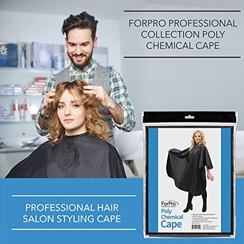 ForPro Poly Chemical Cape w/Adjustable Snap Closure, 58"L x 47"W, Black - Image 5
