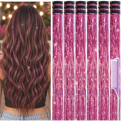Hair Tinsel Clip in Pack of 18 Pcs Rose Red Hair Accessories by Uikreo-Designtoyourbeauty