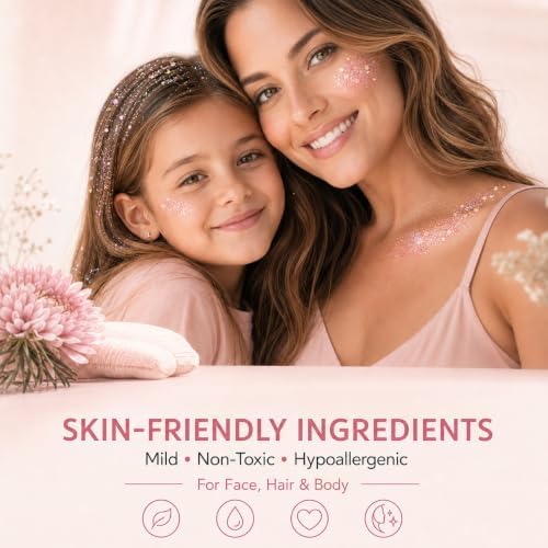 Mysense Light Pink Body Glitter Stick,Face Hair Glitter for Women Kids - Image 5