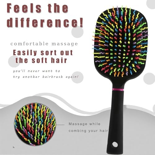 1000RB Rainbow Paddle Mane and Tail Brush Detangler Plastic Forky Comb for Horses - Image 4