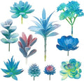 Woohome 10 PCS Artificial Succulent Plants, Blue Fake Succulent, Unpotted Faux Succulent Assortment in Flocked Blue in Different Type for Birthday Home Decor Indoor Wall Garden DIY by Woohome