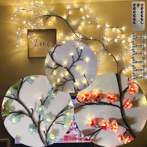 Willow Vine Branch Lights 6FT with Functional Remote, USB Powered DIY Flower Decorations Vines for Room Decor, Artificial Plants Tree Branches for Bedroom Wall Living Room Decor (DIY-PINK FLOWER) by Unknown