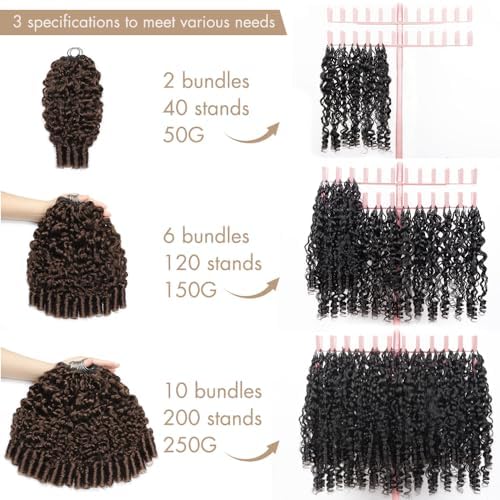 Chocolate Brown Burmese Curly Crochet Human Hair 250g Knotless Pre-Separated Feather Crochet Human Hair Bundles 22inch Invisible 200 Strands Reusable Human Crochet Hair for Black Women 4# - Image 2