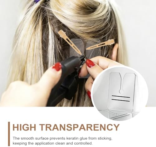 Keratin Extension Tool 10Pcs/Box Acrylic Hair Extension Heat Fusion Protector Shield Guards K Tip Single Hole Transparent Protective Plates with Storage Case Pre-Bonded Extensions - Image 3