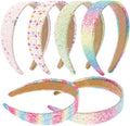 Headbands for Girls Women, 6Pcs 1.2" Wide Glitter Headbands Women Girls Sparkly Rainbow Pink Green Hairbands Hair Accessories for Teens & Adults Party, Back to School, Daily Outfits by Tihebax