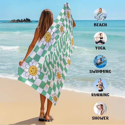 JML Personalized Beach Towel with Name, Custom Flower Beach Towel, Customized Microfiber Pool Towel, Quick Dry & Absorbent Swim Towel for Adult,Anniversary, Birthday, Summer Holiday,Vacation - Image 6