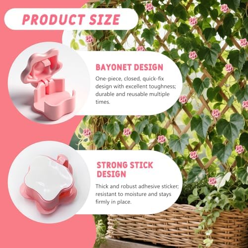 50 Pack Plant Vine Wall Clips – Decorative Flower Clips for Climbing Plants, Indoor & Outdoor Garden Vine Holders, Pink, Tool-Free Use, ABS Plastic - Image 4