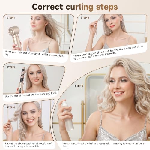 UKLISS 5-in-1 Hot Air Brush & Hair Dryer Air Styler with Auto-Wrap Curlers - Image 4