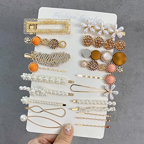 Mehayi 20 PCS Pearl Hair Clips Set Fashion Korean Acrylic Resin Hair Barrettes, Bobby Pins Hairpins for Women and Ladies Girls Headwear Styling Tools, Hair Accessories for Decorative Party Wedding - Image 2