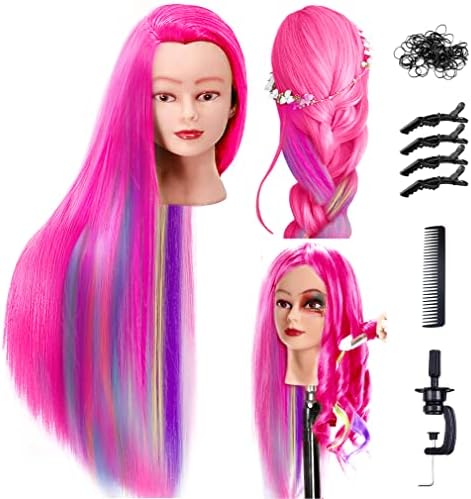 FABA Mannequin Head with Hair Colorful Doll Head for Hair Styling 26"-28" by FABA
