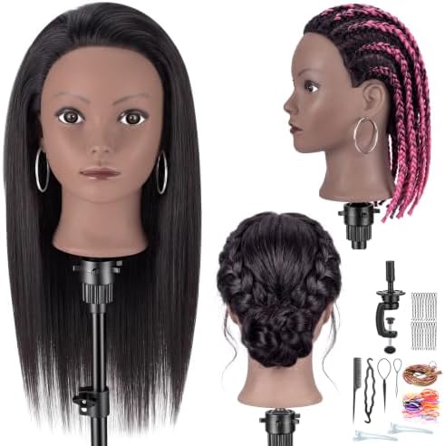 20" Mannequin Head Human Hair, 100% Real Hair Mannequin Head with Clamp by WtuhuMag-SafeCharger