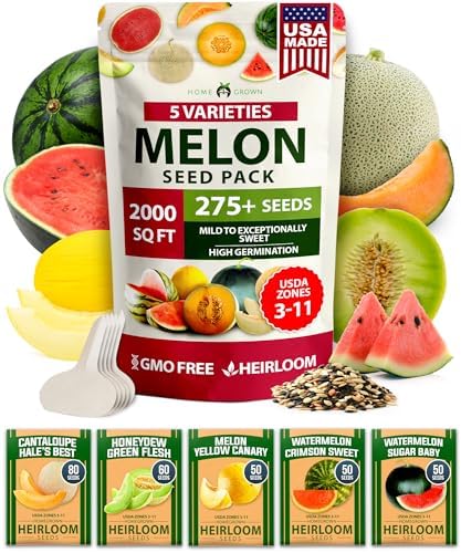 HOME GROWN 5 Variety Melon Mix Seeds, 115+ Seeds, Cucumis melo/Citrullus by HOMEGROWN