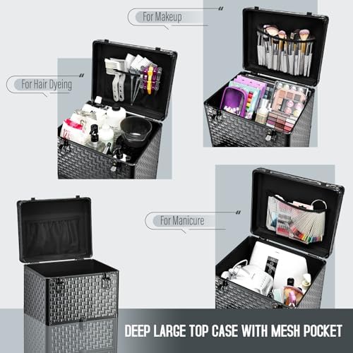 Yueieoun Rolling Makeup Case with 3 Drawers, Salon Cart Nail Trolley Cart with Wheels Rolling Train Case Cosmetology Case Organizer Cases for Nail Tech,SPA,Face Painting,Hairstylist,Makeup Artist - Image 2