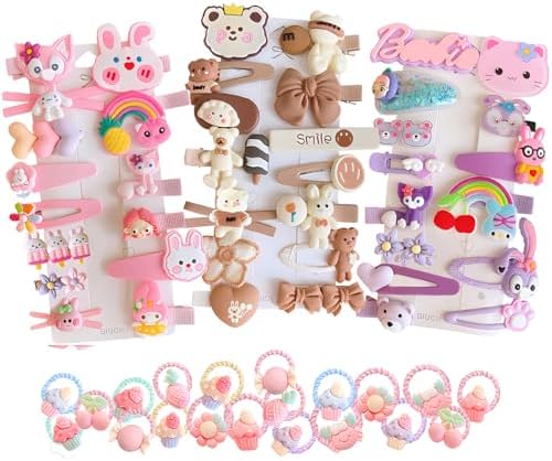 62PCS Hair Accessories Set for Girls: Toddler Barrettes, Flowers, Rainbow Candy, Fruits - Cute Clips and Pins (Style 4) by BIUCHY