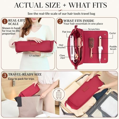 BAREFOOT CARIBOU Hair Tools Travel Bag and Heat Resistant Mat 17"(Burgundy) - Image 2