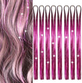 Hair Tinsel 8 Packs 1600 Strands 50 Inch Tinsel Hair Extensions Rose Red Heat Resistant Glitter Sparkling Shinny Fairy Hair Accessories for Women(Rose Red, 50Inch) by Sala