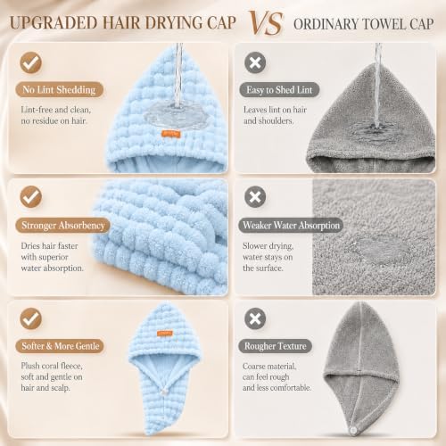 Microfiber Hair Drying Towel 2Pack, Large Size for Women, with Elastic Band - Image 3