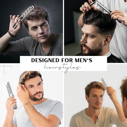 Textured Styling Comb for Men | Volumizing & Wide Tooth Comb | Fluffy Texture Styling Tool | Quad Miracle Comb for Hair Men (Grey, Large) - Image 6