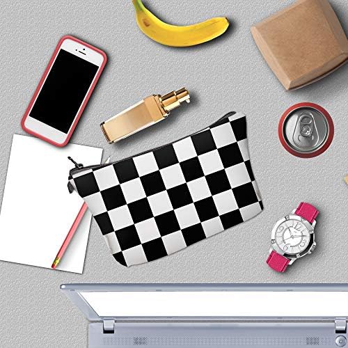 Deanfun Cosmetic Bag for Women, Black White Lattice Waterproof Makeup Bags Roomy Toiletry Pouch Travel Accessories Gifts (51782) - Image 4