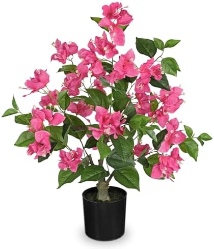 26.3” Large Fake Plants Artificial Flowers Bougainvillea Artificial Plants Trees Indoor Pots, Faux Plants Perfect for Home Decor, Living Room Table Decor, Bedroom Shelf Decor, Dining Room Decor by VillaComo