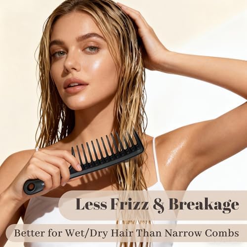 HYOUJIN Large Wide Tooth Comb Detangling for Curly,Wet,Dry Hair,Black - Image 7