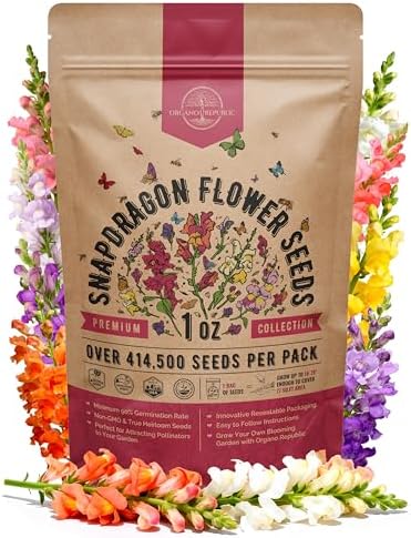 Snapdragon Flower Seeds Pack 1 oz - Over 414,500 Non-GMO Heirloom Snapdragon Seeds for Planting Indoor & Outdoor Gardening, Flower Seed for Home and Garden in Individual Packet, Floral Perennial Mix by OrganoRepublic