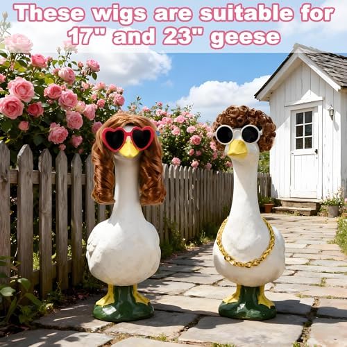 Halloween 80s 90s Retro Porch Goose Wig with Sunglasses, Hair Clips - Image 3