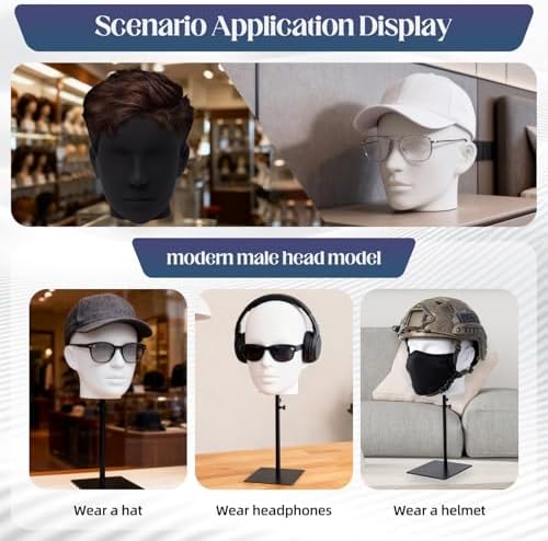 Mannequin Wig Head with Adjustable Stand – Wig Display Head for Wigs, Hats, Caps, Headdress, Salon Styling or Home Display 22.83" Circumference Head (Black) - Image 6