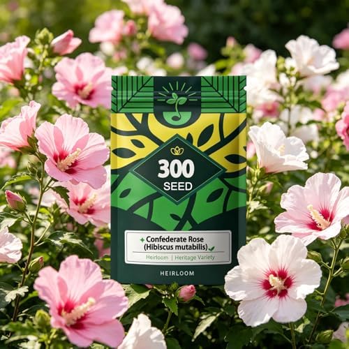 Confederate Rose Seeds, Color-Changing Hibiscus, White to Pink to Red Bloom by Unknown