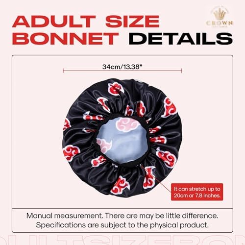 Silky Design Anime Bonnet with Elastic Soft Band Adjustable for Men, Comfortable Satin Fabric, Rec Cloud Men - Image 5
