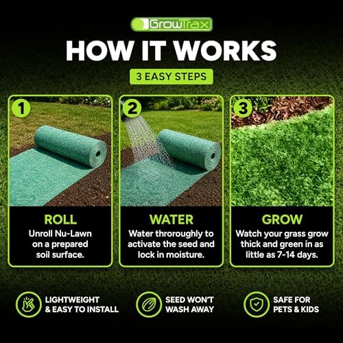 Growtrax Biodegradable Grass Seed Mat - 100 Sq Ft Year Round Green - Image 4