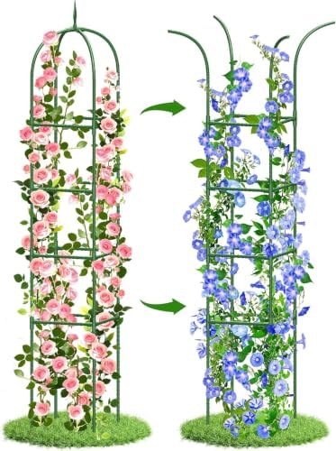Trellis for Climbing Plants Outdoor, 6FT Garden Obelisk Rustproof PE Coated Metal Potted Plant Climbing Support, Thickened Tube Plant Tower Trellis for Clematis Vine Support Indoor (1 Pack) by GrowYourGreenParadise