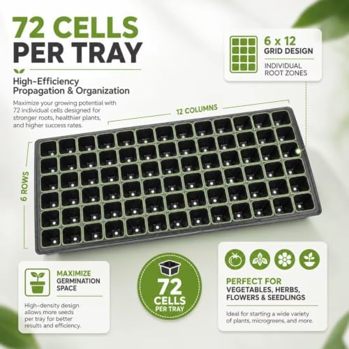 Seed Starter Trays 10-Pack, 72-Cell Germination Trays, 1.57-Inch Deep Cells - Image 4