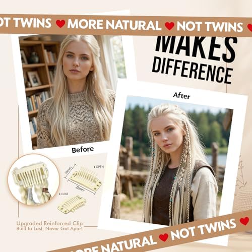 2Pcs16" Clip in Braids & Dreadlock Extensions for Women, - Image 4