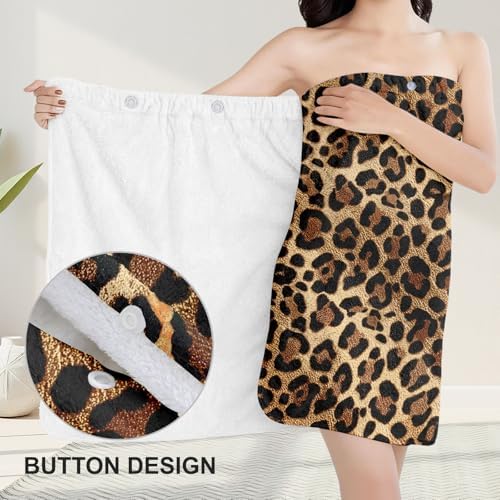 Absorbent Bath Towel Wrap Set (32 X 60 in), Leopard Print Towel Wrap - Image 5