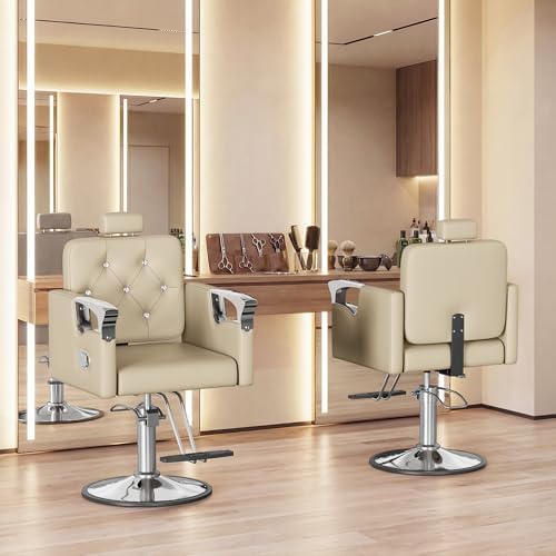 Barber Chair for Hair Stylists, Hydraulic Styling Chair with Heavy Duty Pump, 360° Swivel Barber Chairs with Reclining, Adjustable Headrest, Beauty Salon Equipment, 330 Lbs - Image 2