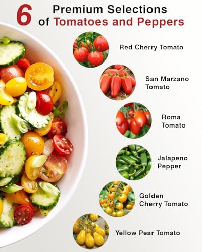 Tomato Seed Pod Kit for AeroGarden, idoo, Ahopegarden, MUFGA with Red Cherry/Golden Cherry Tomato, Roma/San Marzano/Yellow Pear Tomato and Jalapeno Pepper - Compatible with All Hydroponics (7-Pod) - Image 3