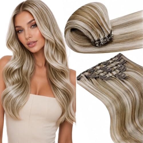 LaaVoo Human Hair Clip In Extensions, Daily Wear, 20 Inch by LaaVoo