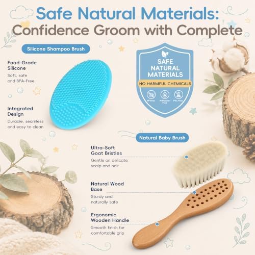 DEBETOOL 4-Piece Baby Hair Brush & Cradle Cap Brush and Comb Set - Image 4