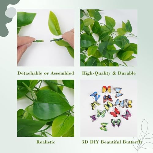 BLEUM CADE Fake Hanging Plants, 4pcs Artificial Pothos Vines Faux Plants Greenery for Wall Home Living Room Office Indoor Outdoor Decor (No Baskets) - Image 6