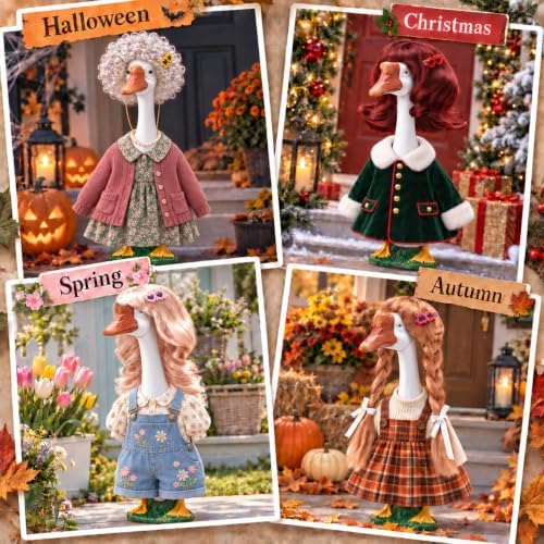 4 Pcs Porch Goose Wigs with Hair Clips, Lawn Porch Goose Outfits Costume - Image 4