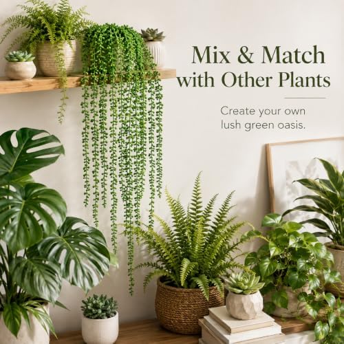 Janinka 8 Pcs Artificial Succulents Bulk Hanging Plants 24 Inches - Image 3