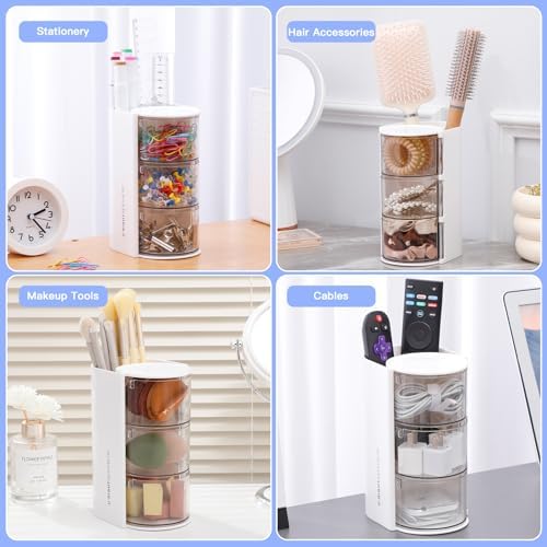 FABROK 3-Layer Rotating Hair Accessories Organizer for Girls, White - Image 4