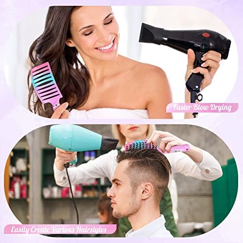 Boar Bristle Hair Brush Curved Vented Detangler Brush Faster Blow Drying, Paddle Detangling Brush for Women Men Kids Wet Dry Long Curly Thick Straight Hair, Make Hair Shiny and Healthier(Purple+Green) - Image 6